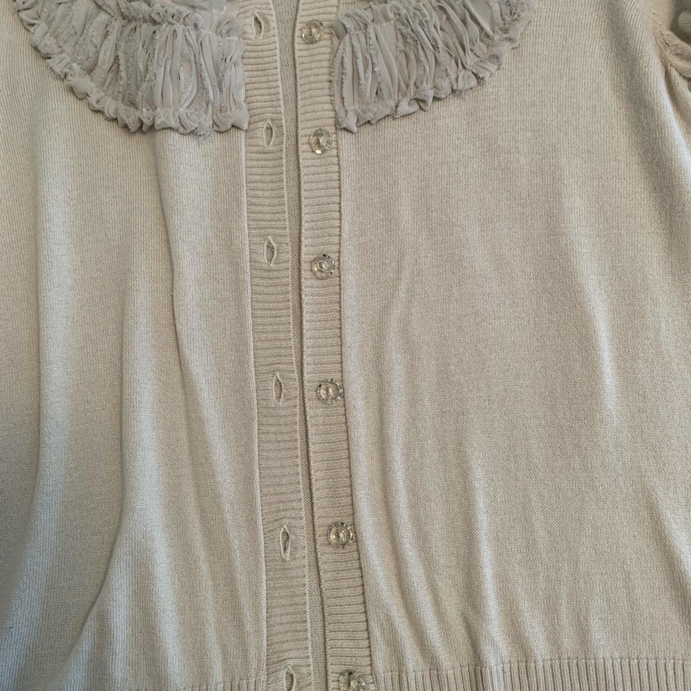 New York and Co. Ivory Floral Embellished Cardigan - Picture 9 of 11